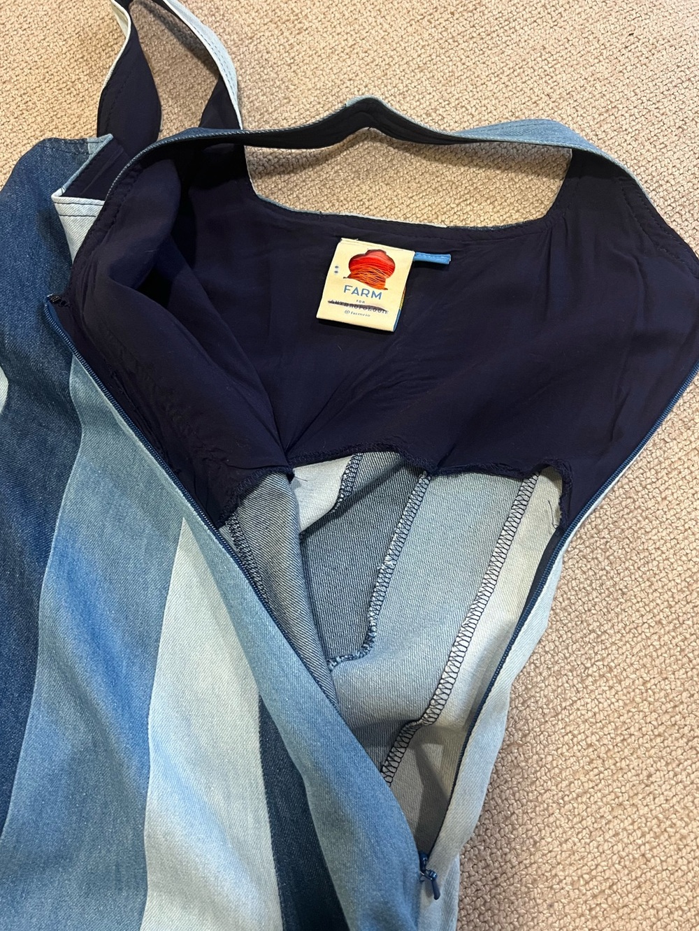 FARM Rio X Anthropologie Colorblocked Denim Midi Dress - Picture 7 of 10